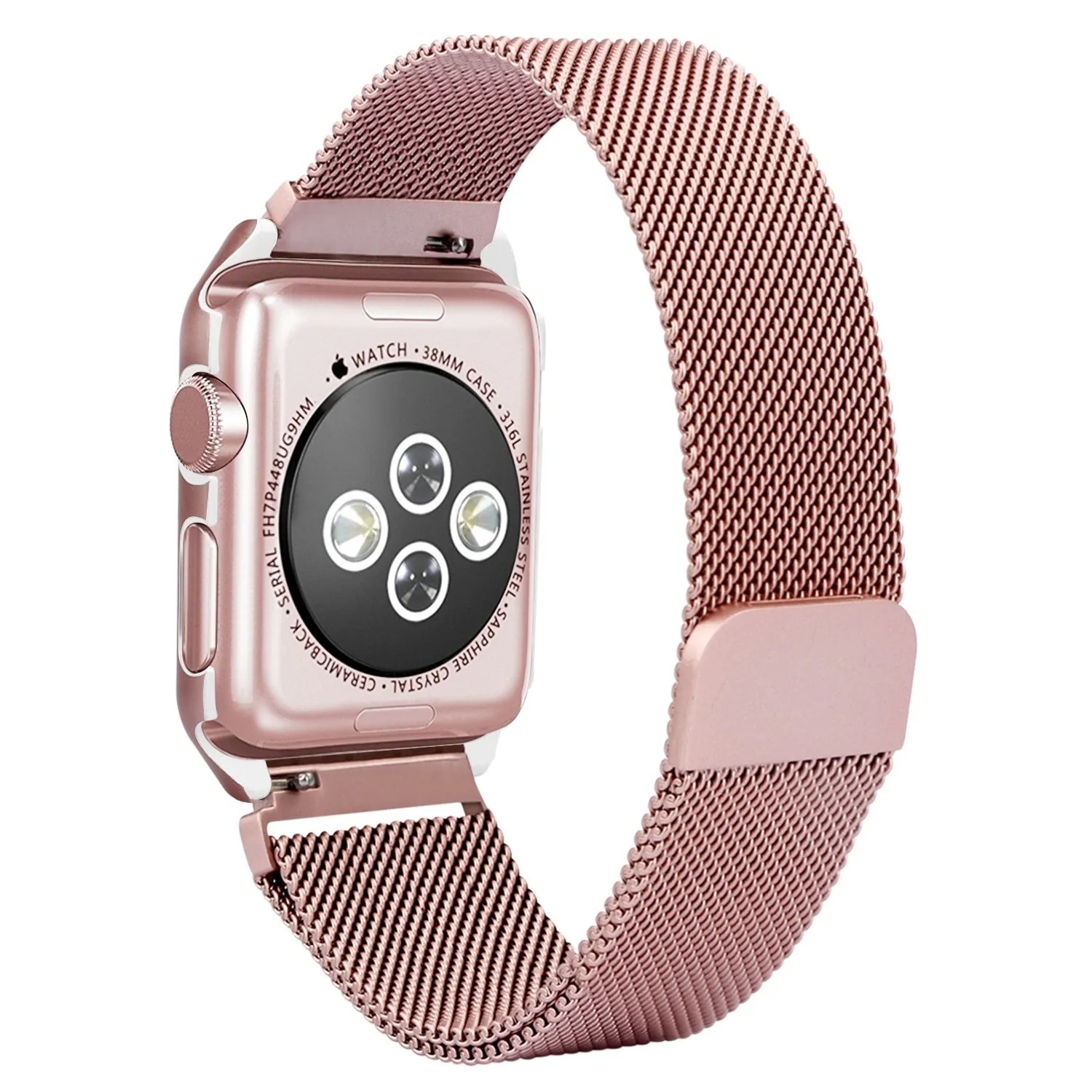 For 2019 Apple Watch 5 Band 38mm 40mm 42mm 44mmMilanese Loop Stainless Steel Magnetic Band with Metal Case for Apple Watch Series7506980