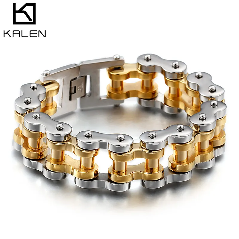 Vélo Bracelet Bracelet Hommes Femmes 230 MM 316L En Acier Inoxydable Bijoux Argent Or Chaîne Conception Cadeau Spécial KALEN