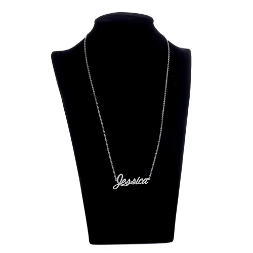 Collana con nome personalizzato placcato in oro 18k girocollo da donna Targhetta personalizzata Ciondolo in acciaio inossidabile con gioielli in oro e argento