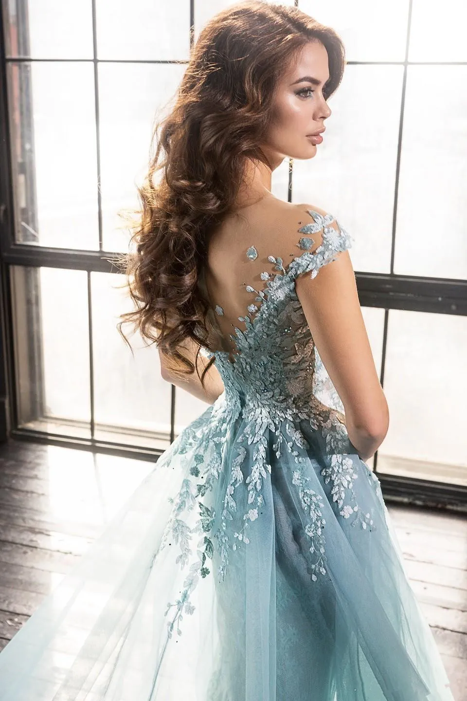Ice Blue Quinceanera Dress with 3D Flowers Chic Ball Gown Y2990 –  Simplepromdress