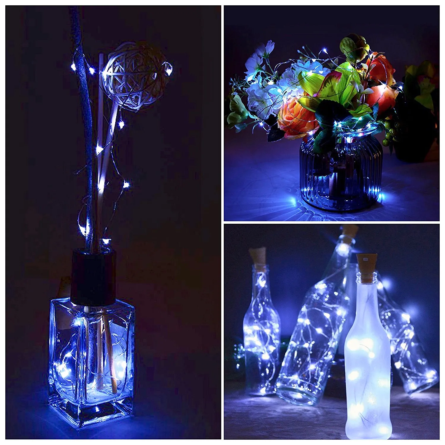 LED Strings Lighting Lighting 10 Solar Wine Bottle Korek Miedź Wróżki Strip Drut Outdoor Party Decoration Nowość Night Lampa Cork Light String