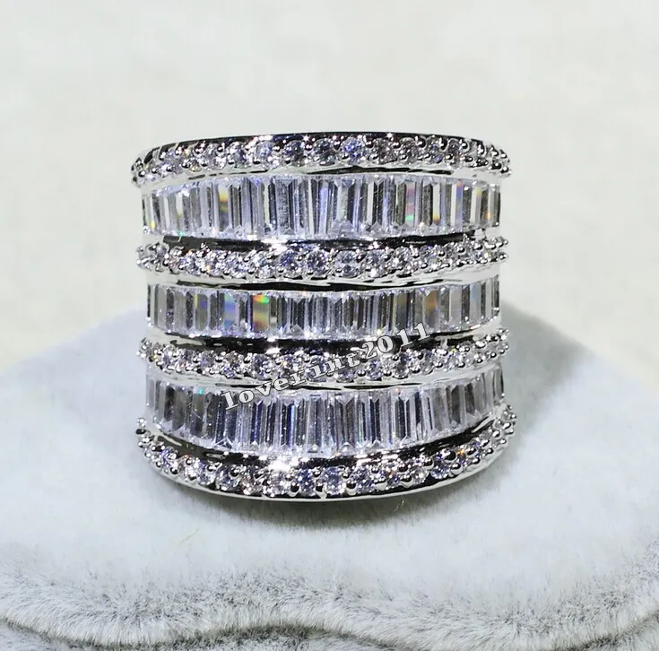 Choucong Luksusowe Kobiety Biżuteria Diament 925 Sterling Silver Engagement Wedding Band Ring dla kobiet Sz 5-11 Prezent