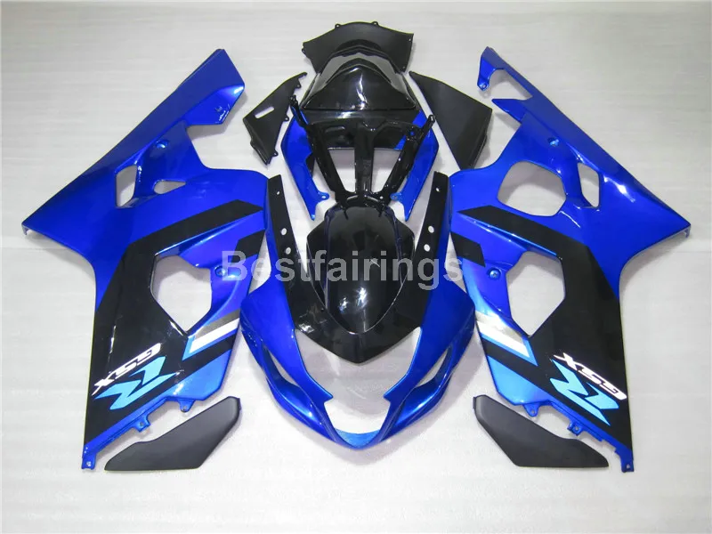 Gratis Custom Fairing Kit voor Suzuki GSXR600 GSXR750 2004 2005 BLAUW BLACK GSXR 600 750 K4 K5 HOOFDINGEN CC34