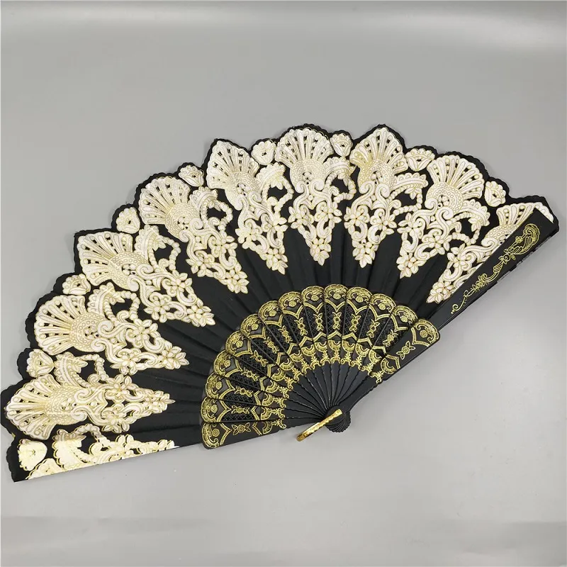 Ventaglio Spagnolo Da Flamenco – Mano Rosa In Pizzo – 23 Cm – Accessorio Per Danza E Sventola – Stoffa Pieghevole - 3