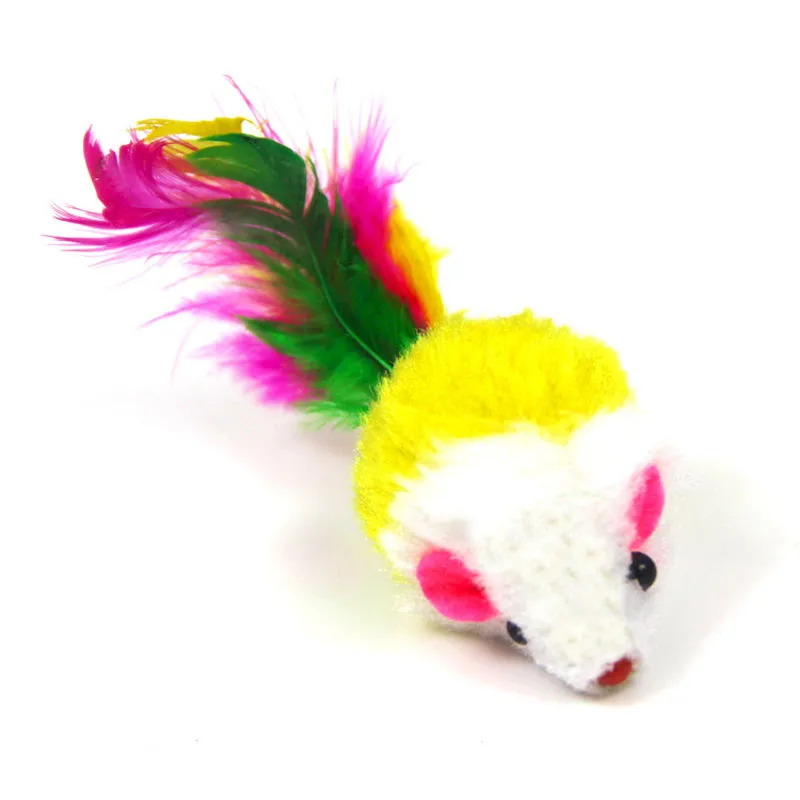 Jouets en molleton doux pour chat, fausse souris, plumes colorées, jouets d'entraînement amusants pour chiens, chats, chaton, ZA6138