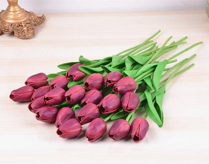 Tulip sztuczne kwiaty Pu Wystrój ślubu symulacja Bukiet Bukiet Calla Real Touch Flores Para Home Garden GA79224S