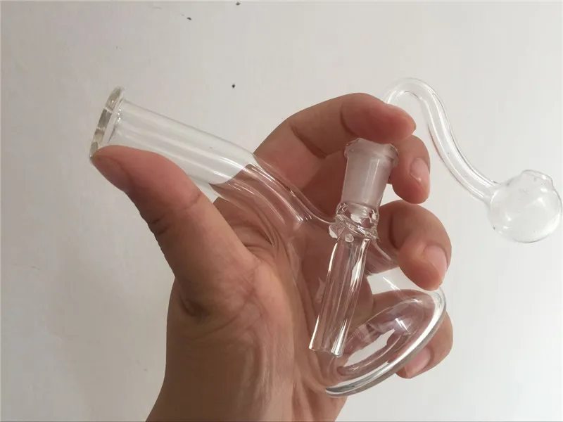 Mini Oil Rigs Bong in vetro spesso Tubo acqua Piccolo percolatore in vetro bong altezza 11cm con tubo bruciatore a olio 10mm