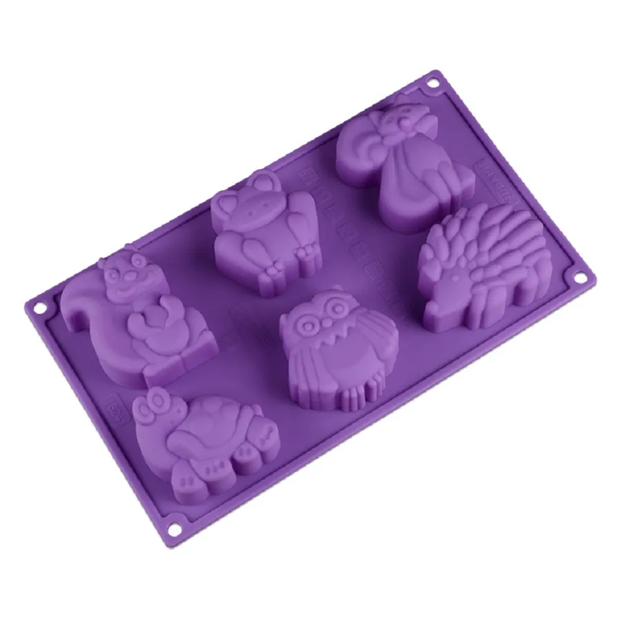 3d molde de silicone de chocolate diy bolo decoração ferramentas de cozimento de pequenos animais raposa coruja sapo molde de pastelaria cubo de gelo moldes de sabão cor aleatória