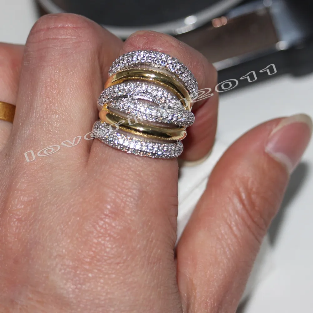 choucong luxus schmuck pave set 210 stücke diamant 14kt gelb weißgold gefüllt frauen engagement hochzeit band ring set