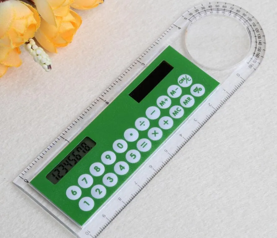Student Ruler Calculator Plastic Mini Multifunctionele Calculator 10cm Creatieve Kantoorbehoeften Draagbare Solar Calculator Rechte liniaal Groothandel