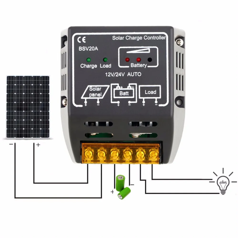 Freeshipping 20A 12V/24V Controlador de carga do painel solar Regulador de bateria de proteção segura Regulador solar para uso do sistema de painel solar