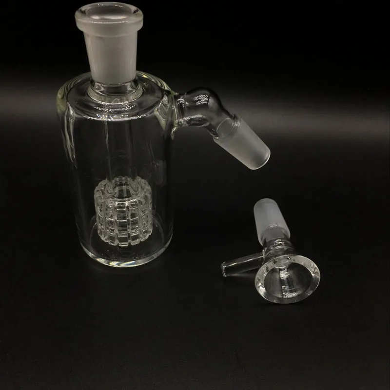 Colectores de cenizas de vidrio 14 mm 18 mm 45 90 grados con tazones de vidrio de 14 mm Percolador de neumáticos Ashcatcher de 14 mm para adaptadores de gancho en J Plataformas petroleras Bong de vidrio