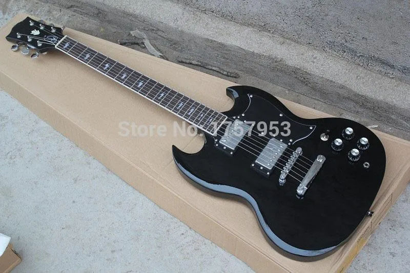 Envío gratis 2015 nueva fábrica superior Custom Classical SG Electric Guitar negro 3 23