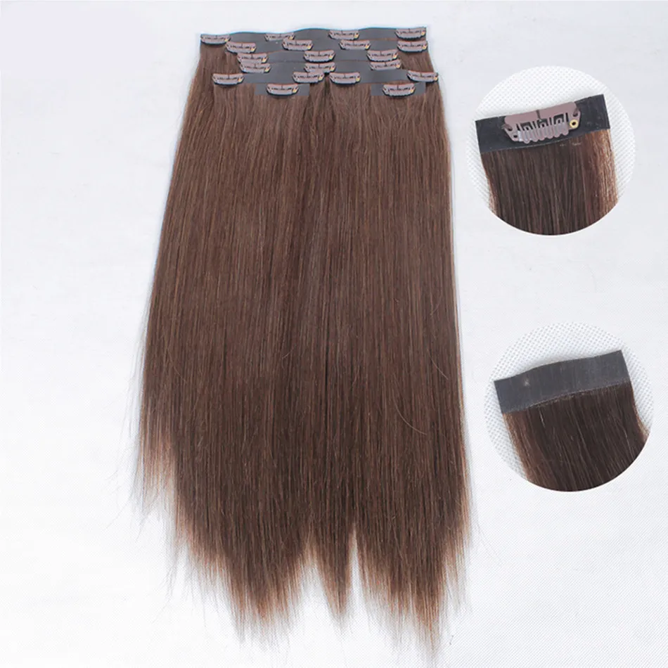 ELIBESS HAIR-New product Remy brazilian human seamless clip in extension hair 80g/piece 8pcs dark color and blonde color avaiable