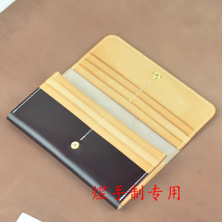 High quality hand sewing genuine nature leather long wallet black bag Men's purse Women's wallet Free shippment Designer Brand wallet