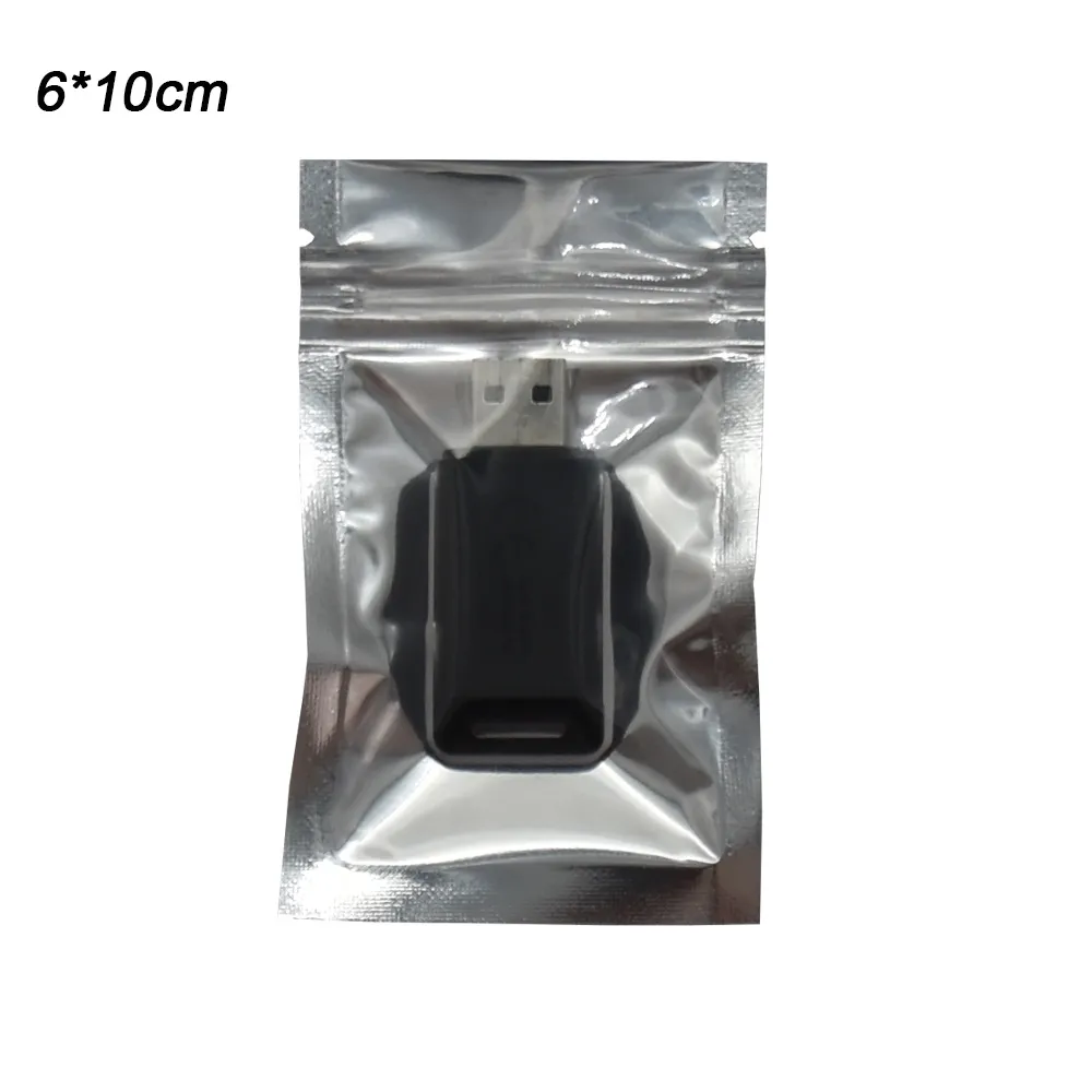 6x10cm Small Aluminum Foil / Clear Resealable Valve Zipper Plastic Bag Retail Packaging Packing Bag Zip Lock Bag Pouches Polybag