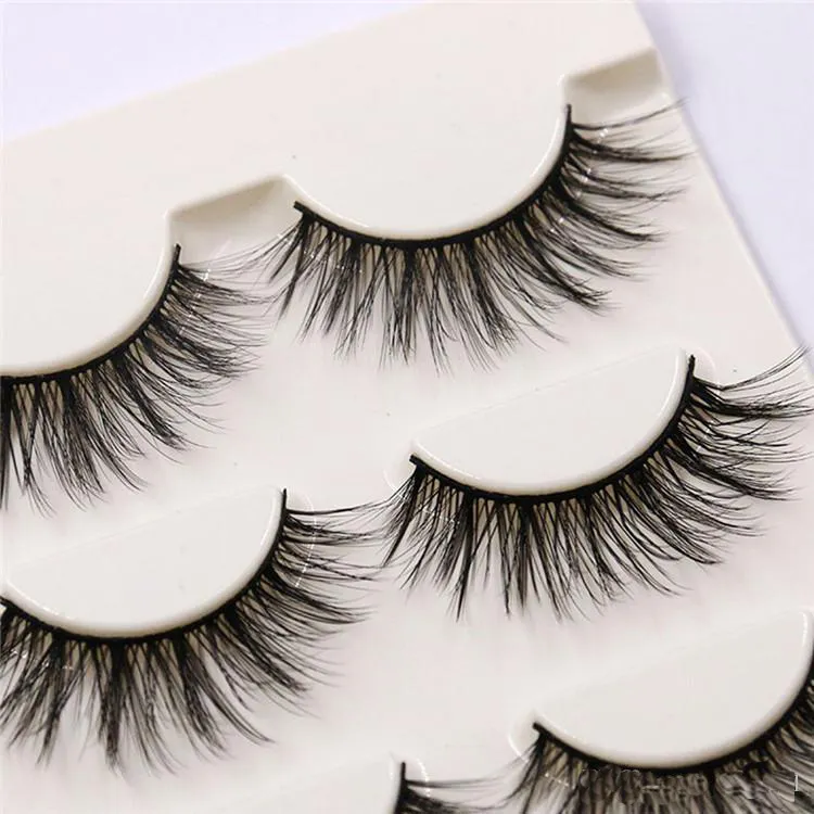 2018 natürliche handgemachte schwarze falsche Wimpern Mode Make-up gefälschte Wimpern Kreuz unordentliche weiche 3D-Augen-Wimpern 3 Paare / Satz DHL-Versand