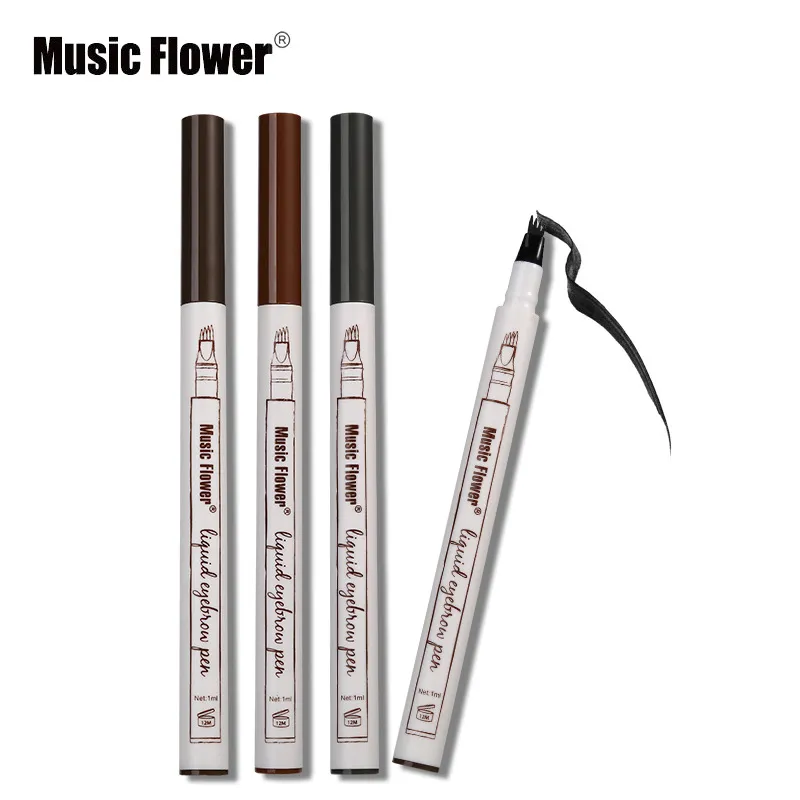 새로운 음악 꽃 액체 아이 브로우 펜 음악 꽃 눈썹 증강 인자 3 색 더블 헤드 눈썹 증강 인자 방수