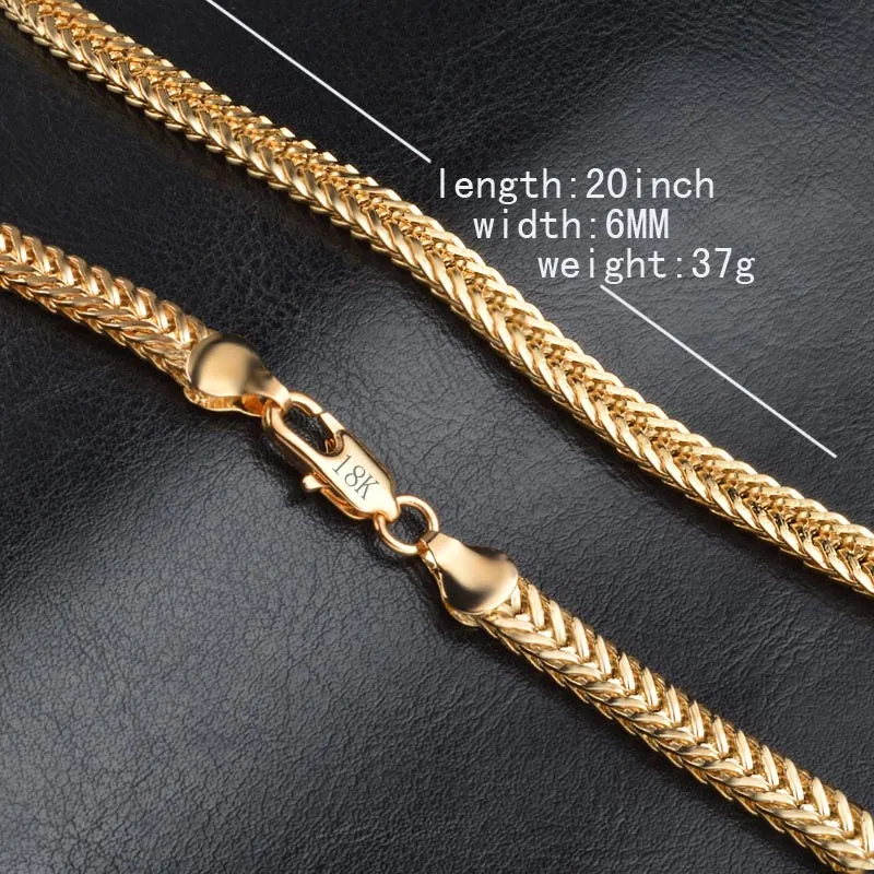 Luxury 6MM 18K Gold Plated Snake Rope Chains Necklace Bangle bracelets For women Men Fashion Jewelry set Accessories Gift Hip Hop