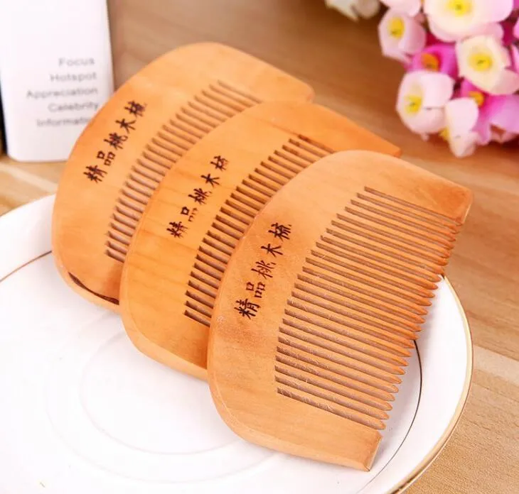 Natural Peach Wooden Comb Beard Comb Pocket hair brush can print logo 9*5cm DHL Free Shipping