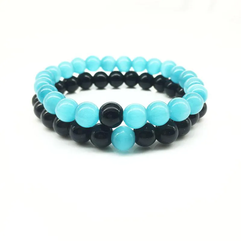 Set di yoga opaco fatto a mano in pietra blu all'ingrosso Bracciale con perline di Buddha Braccialetti di roccia vulcanica in pietra naturale gioielli da uomo e donna