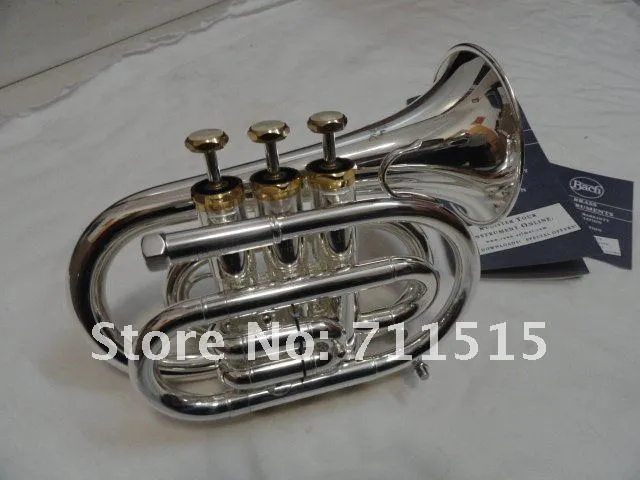 New Arrive Bb Pocket Trumpet High Quality Brass Tube Silver Plated Surface Trumpet Brand Musical Instrument With Case