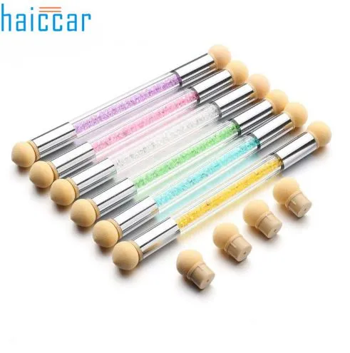 Hohe Qualität Picking Doting Gradient Pen Pinsel 6 Schwamm Set Glitter Pulver Nail art Tools M19 # 25