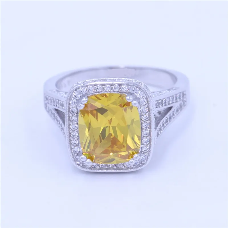 Vecalon Fashion Women Ring Cushion Cut 10CT 5A 지르콘 CZ 14KT 여성용 남성용 남녀 선물 5381985