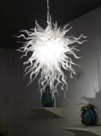 Moderna klara ljuskronor lampor lyser armaturer stil handblåst glas kristall ljuskrona amerikanska hängande belysning LED-ljus