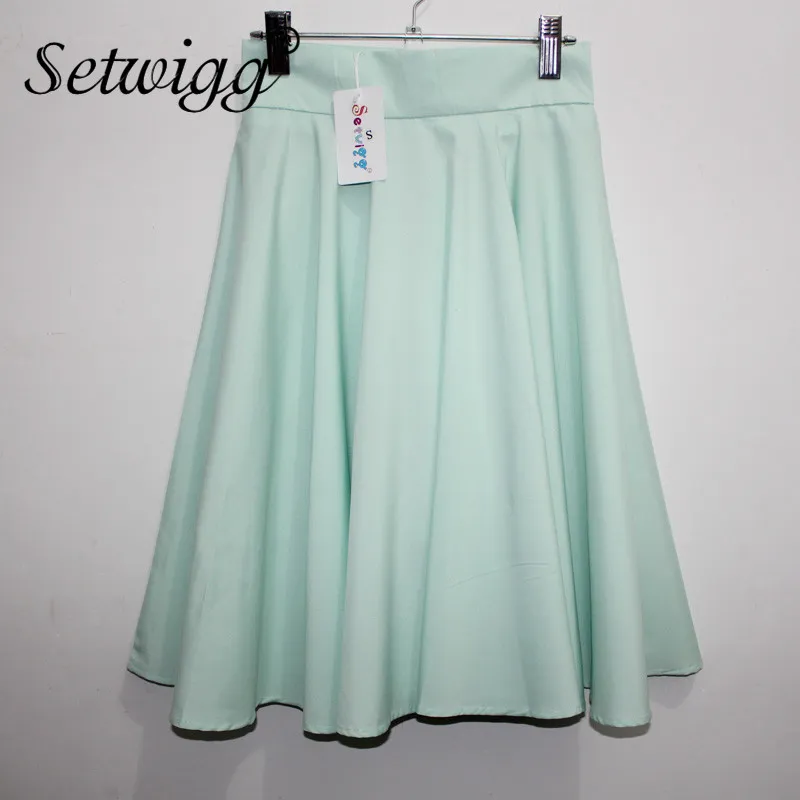 H&m Skater Skirt Green Flared Double-Knit Skirt