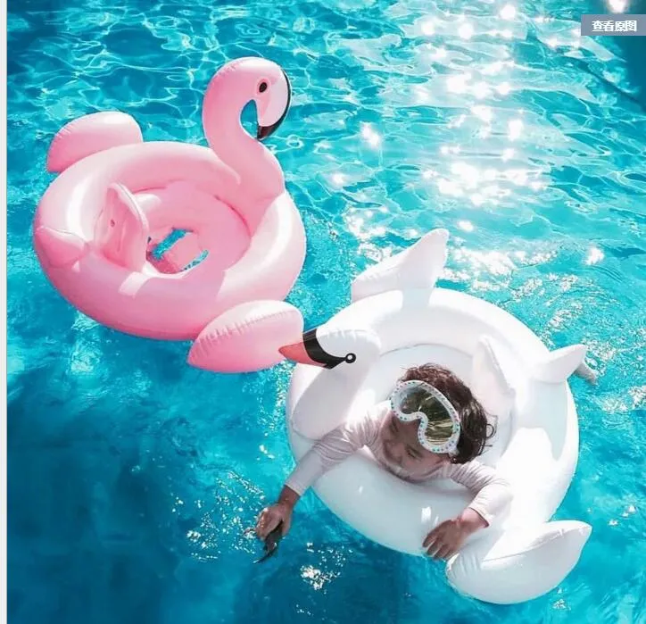 Bebê piscina de natação flutua tubos flamingo crianças colchão animal dos desenhos animados flutuante tubos de natação crianças anel de nadar brinquedos de praia