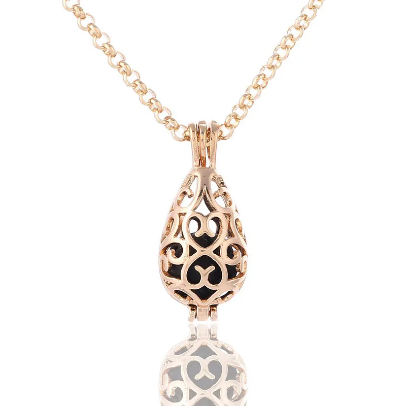 traan openwork etherische olie ketting diffuser ketting groothandel parfum ketting aromatherapie sieraden diffusers metalen vulkanische steen