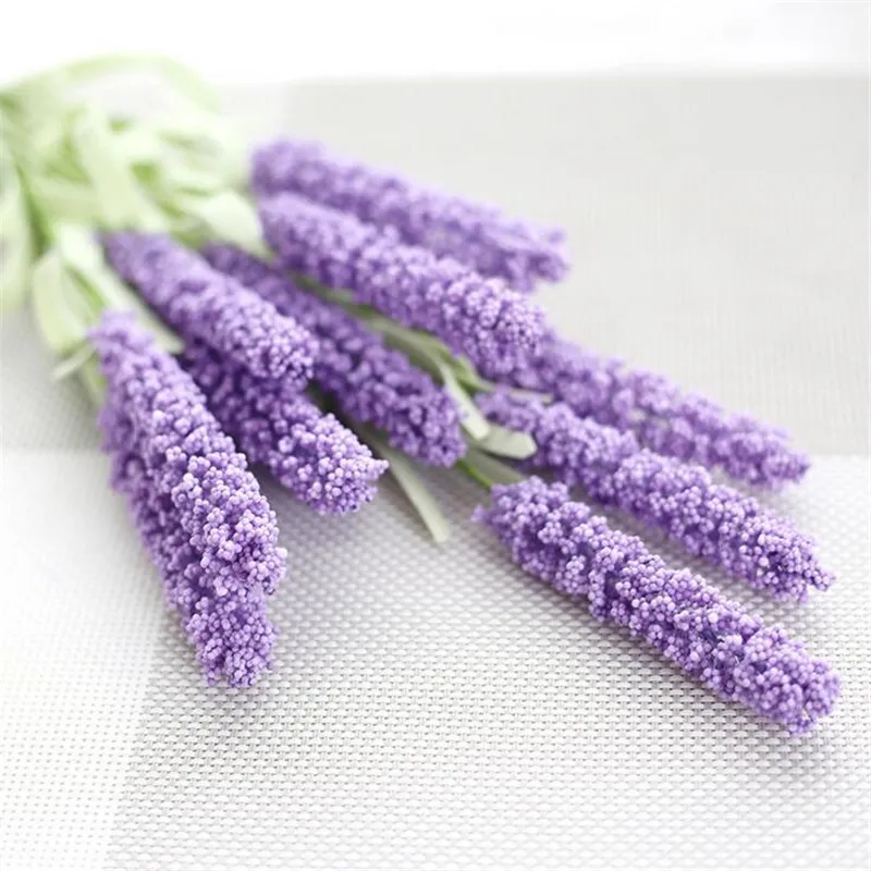 Sikweny 12 Pièces Bouquet de Fleurs Artificielles Lavande Pliable 37 CM Lavande Fleur Artificielle Artificial Flowers Réglable Réaliste Résistant Aux Intempéries pour Balcon Intérieur (Violet