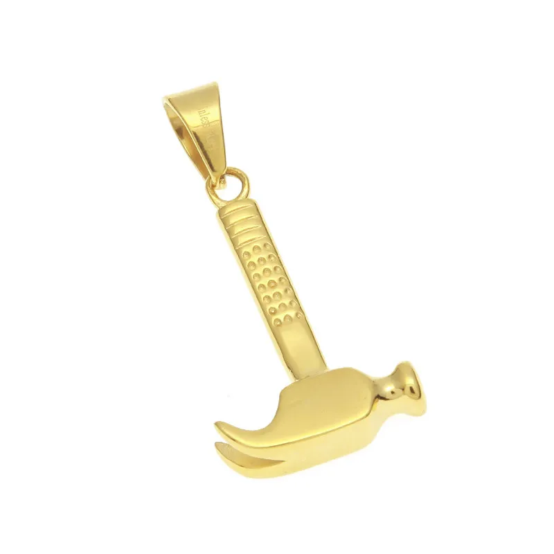 Colar de aço inoxidável fresco 18K Colar de pingente de martelo de martelo de ouro amarelo 18k para homens jóias de colar de hiphop super legais 77789647