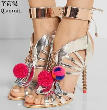 Heels with pom online poms on them