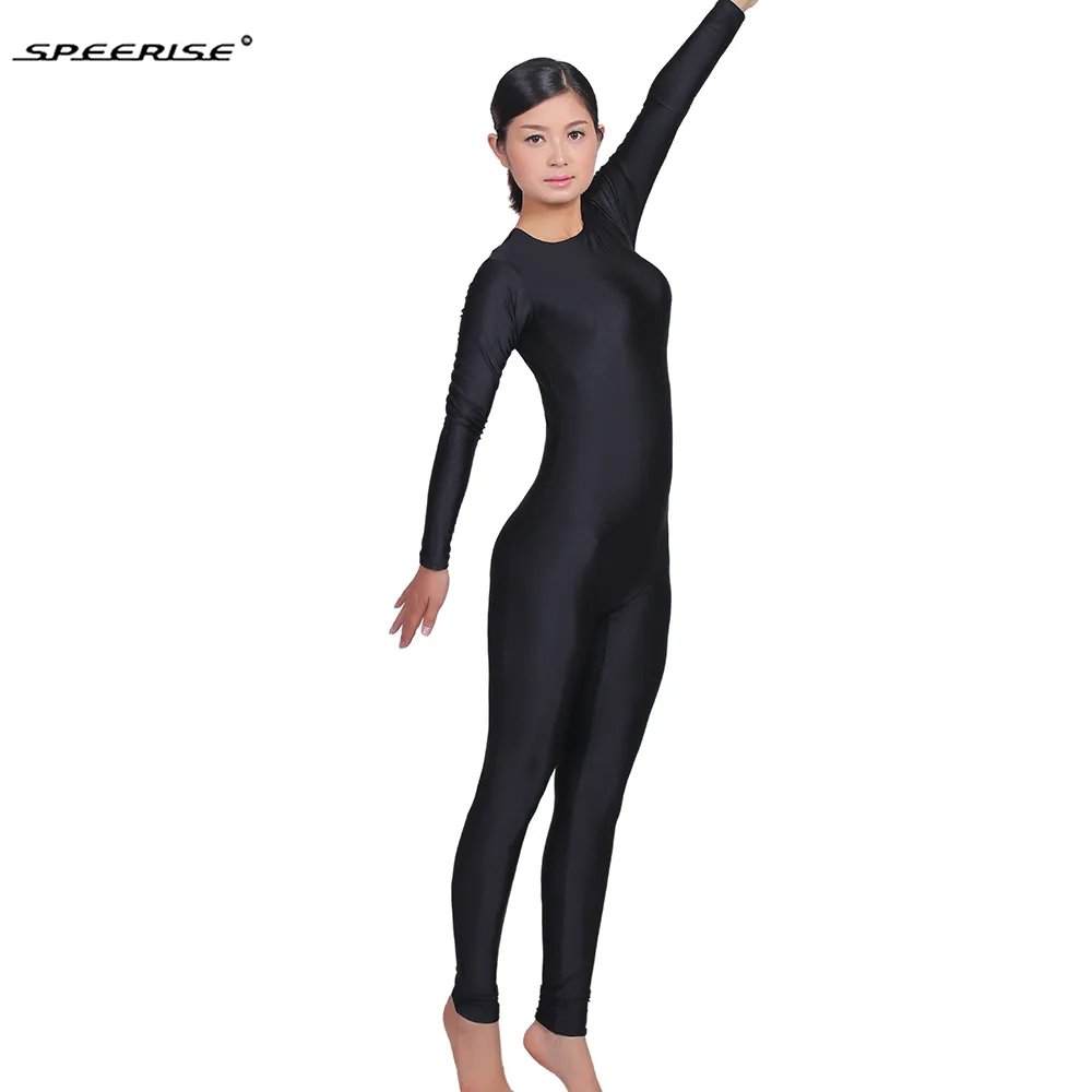 Womens Ballet Dance Unitard Long Sleeve Scoop Neck Full Length Unitards