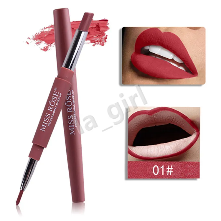 Miss Rose 2 in 1 Rossetto Opaco Rossetto Opaco Matita con Labbra Liner i Nudo Red Velvet Doppio Rossetto Utile