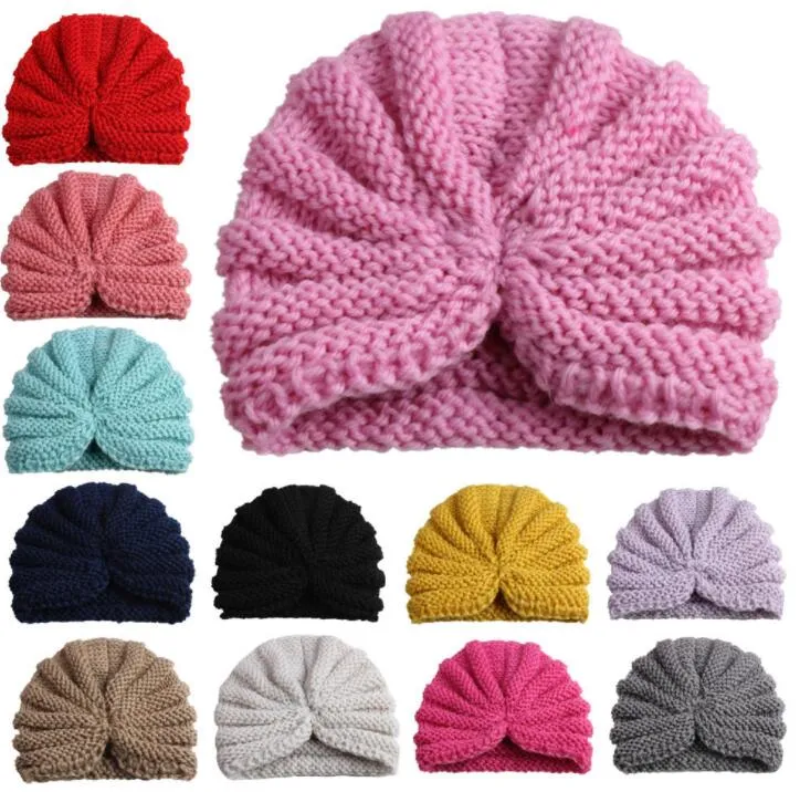 Ciepłe dzianiny Przędza Kapelusz Indian Styl Jesień Zima Ciepła Toddler Beanie Crochet Chłopcy Dziewczyny Kapituła Niemowląt Cute Kid Sturbano Bonnet