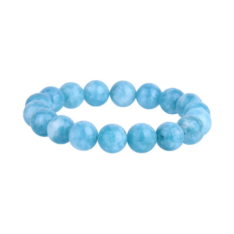 Nova Chegada Frisada Handmade Mulher Larimar Pedra Jóias Pulseira 10mm Redondo Larimar Pulseira Para Homem Azul Crystal Bracelets