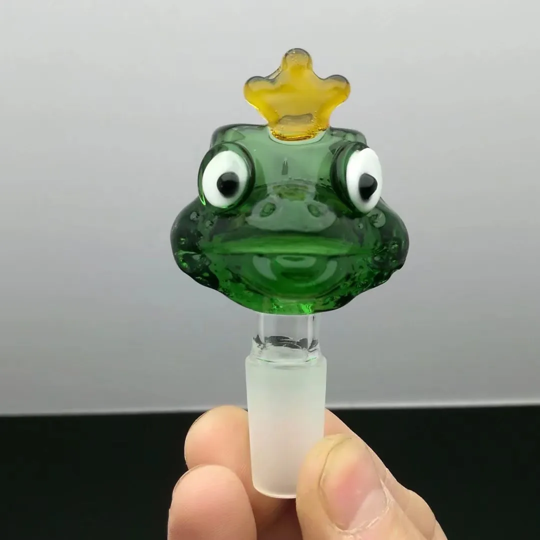 Tête de bulle de verre de dessin animé de grenouilles, vente en gros, bongs en verre, brûleur à mazout, conduites d'eau en verre, plates-formes pétrolières, sans fumer