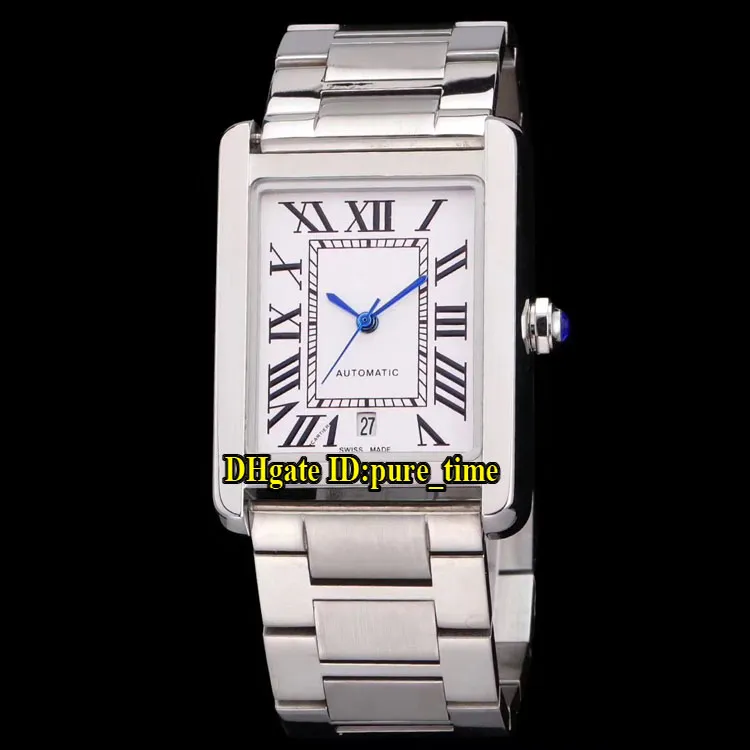 8 Stil 31mm SOLO W5200028 Tarih Beyaz Kadran Otomatik Erkek İzle Gümüş Kasa Paslanmaz Çelik Bilezik Yüksek Kaliteli Saatı Pure_time