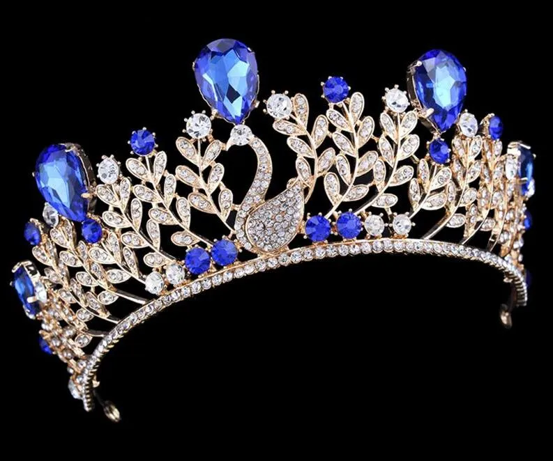 Rhinestone Headpiece: Royal Blue Alloy Crown, Bridal Tiaras  display picture 3