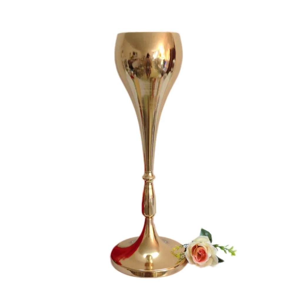Vases en métal 56 CM / 22 "argent/or, centres de Table de mariage, support à fleurs en plomb pour la décoration de la maison