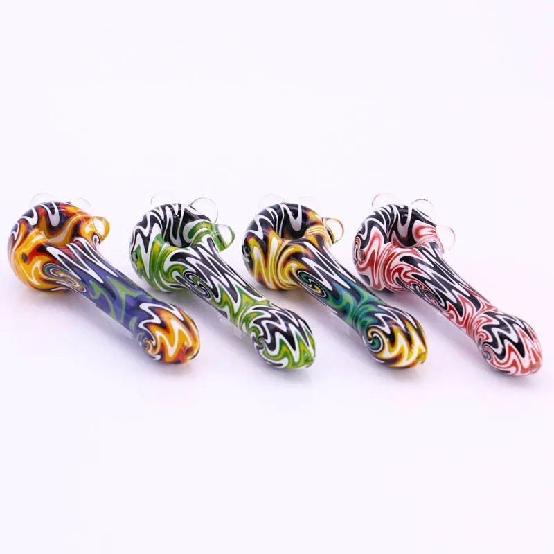 Pipa in vetro Fantasy Stripe 5.2" 79g Tubi per fumare Bubbler per strumenti per fumare erbe secche