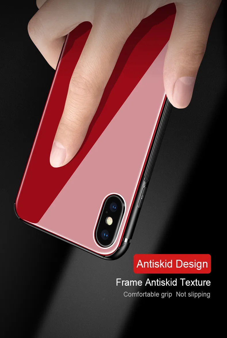 Partihandel Original Brand Tempered Glass Telefon Fodral för iPhone X Case Hybrid Shock Proof för iPhone 7 Case för iPhone 8 Case Cover TPU + PC