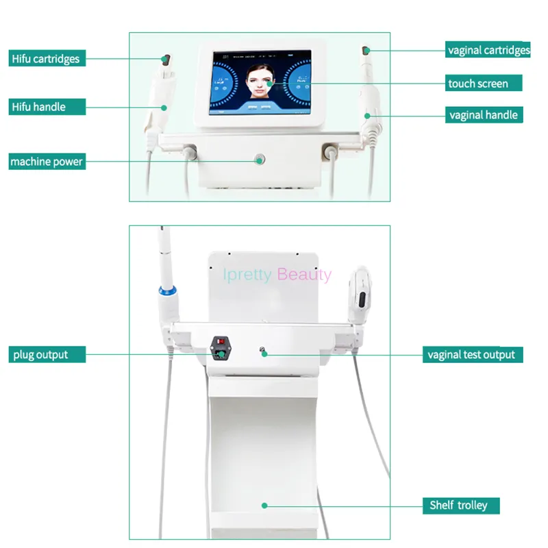 3 in 1 Tıbbi Sınıf HIFU Yüksek Yoğunluklu Odaklanmış Ultrason Yüz Sıkma Asansör Makinesi Kırışıklık Çıkarma 7 Kafa Fo Vaginal Sıkın