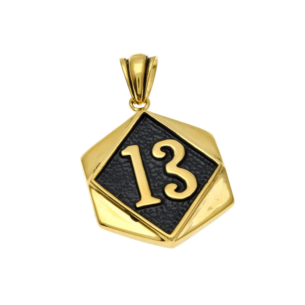 Unisex Trendy Hip Hop Bling Sieraden Vergulde Gelukkige Lucky Number 13 Hanger Ketting Koper Cubaanse Link Ketting Voor Mannen Vrouwen Iced Out Chins