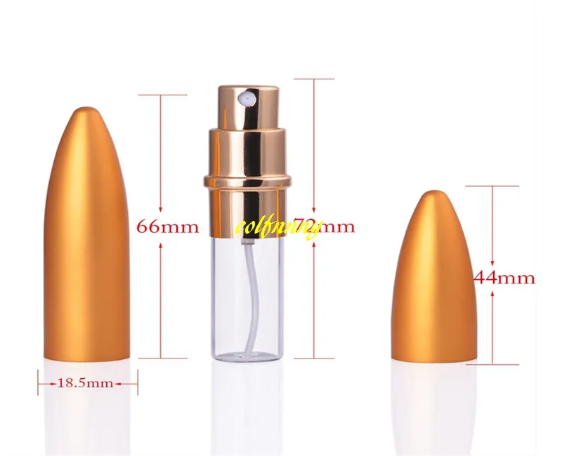 6ml Bullet Perfume Bottle Empty Refillable Aluminum Glass Cosmetic Makeup Bottles Glass Scent Vials