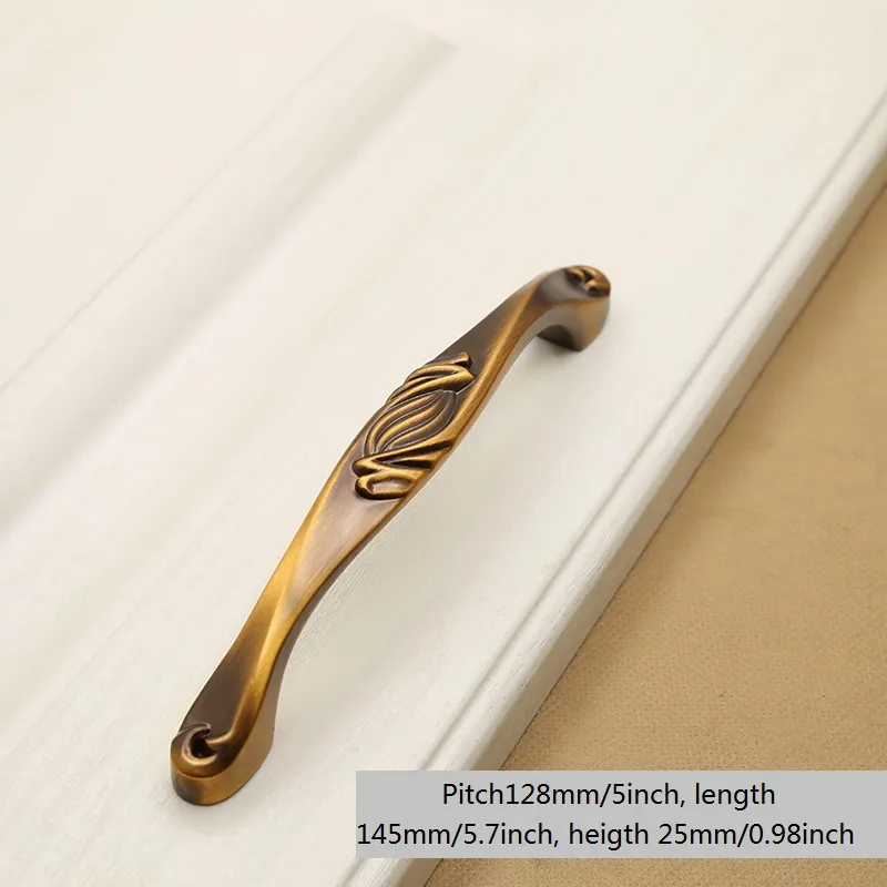 pitch 96mm/128mm pull antique cabinet door handle drawer knob bronze hand drawer cupboard closet Building Supplies