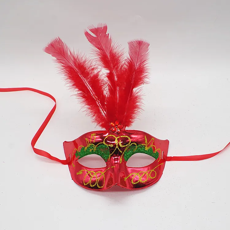 Luminescerande fjädermask Glittrande mask Prinsessan Venetian Half Face Mask för Masquerade Cosplay Nightclub Party Christmas Eve